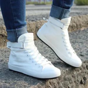 2017 New Spring/Autumn Men Casual Shoes Breathable Black High-top Lace-up Canvas Shoes Espadrilles Fashion White Men's Flats