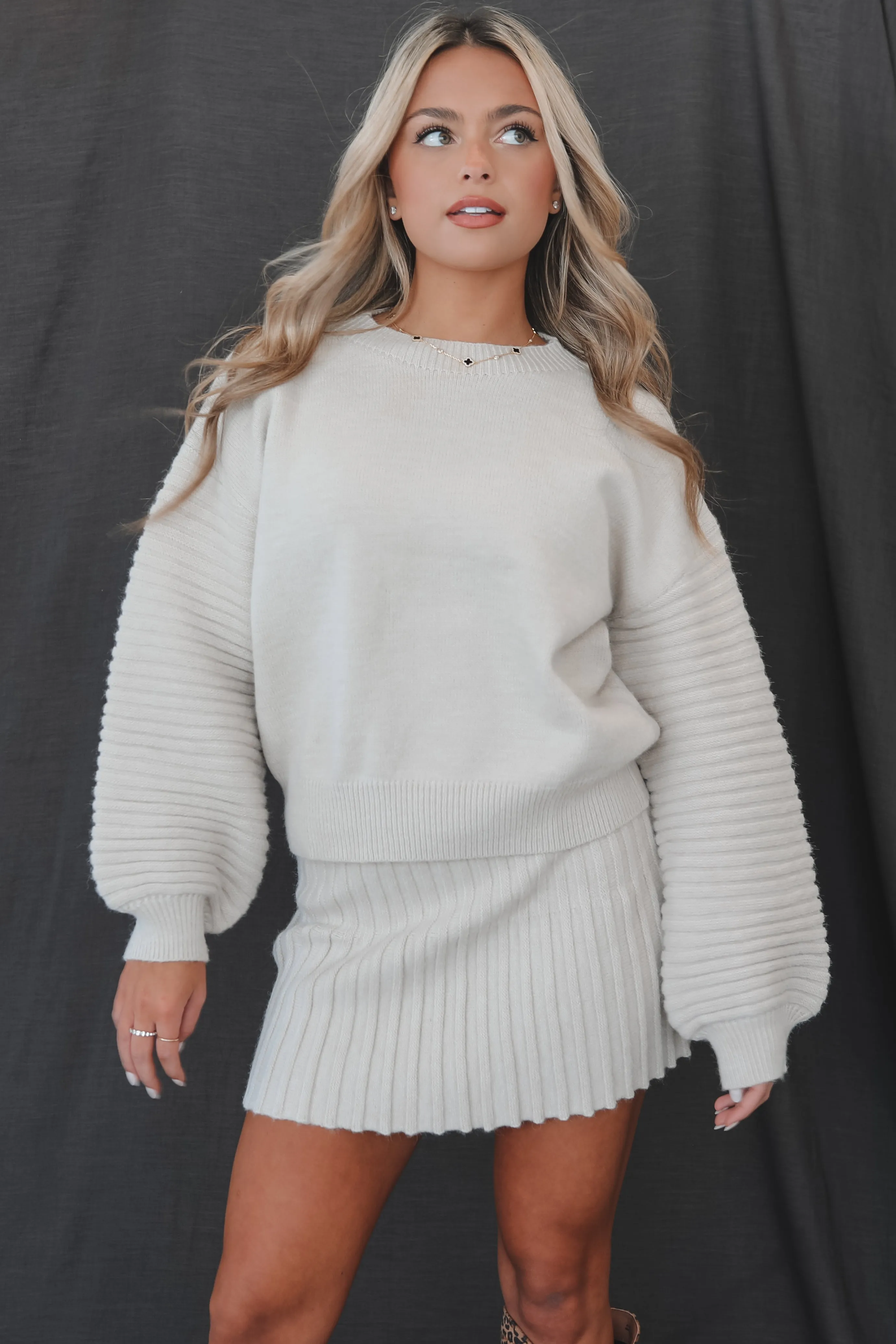 A Little Dressed Up Beige Stockholm Sweater Top