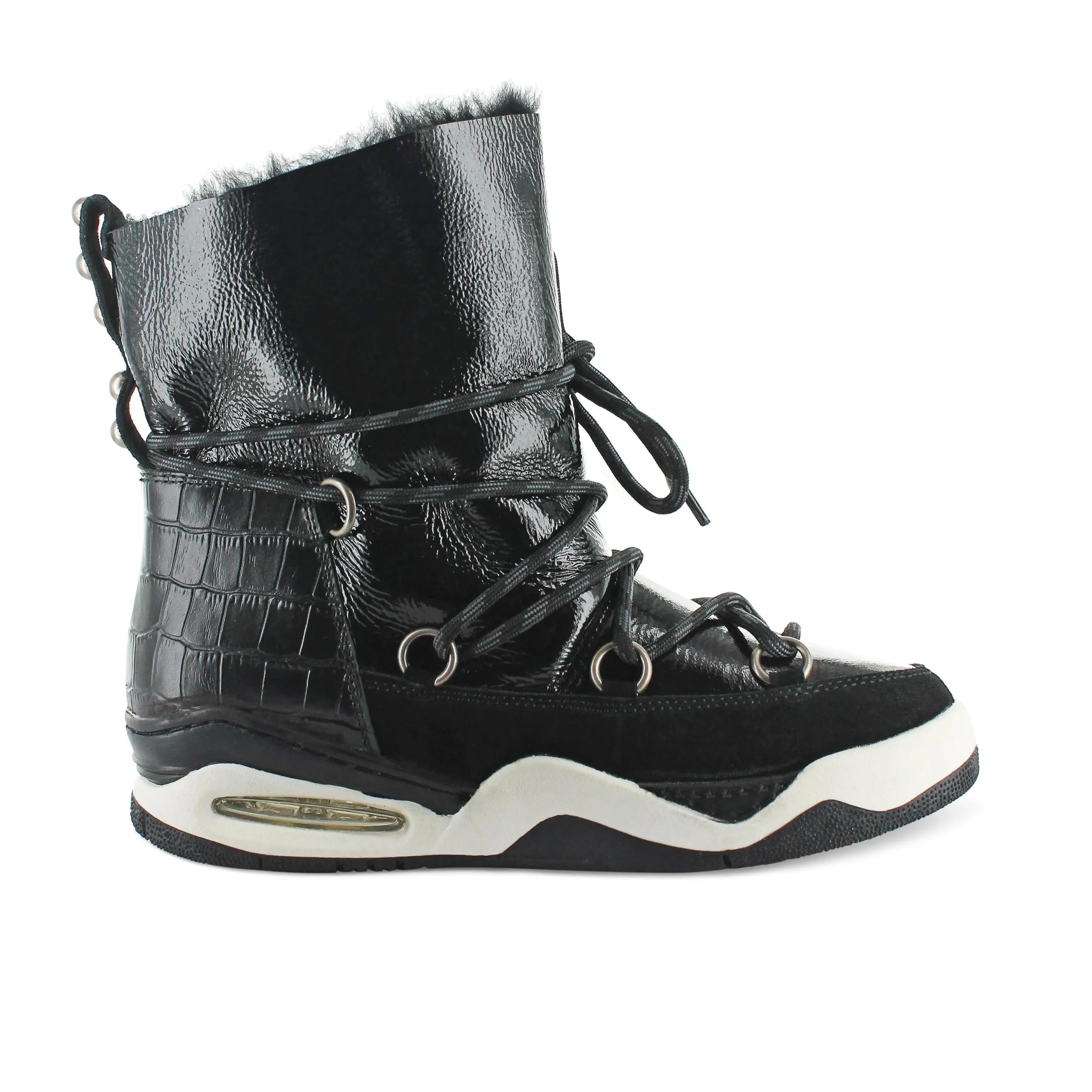 A903AA - Black Patent Coco Sneaker Boot