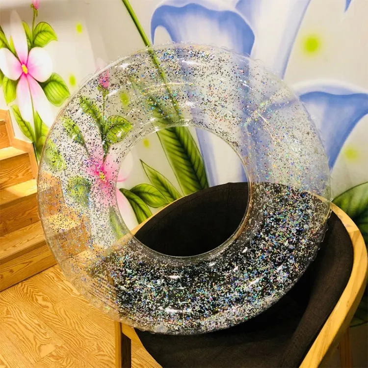 All-transparent Sequined Swimming Ring,Diameter: 80cm (Silver)