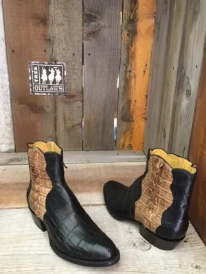 Alligator Black & Tan Tres Outlaws Flamingo Zip Boot "2 Sweet Collection" 1716