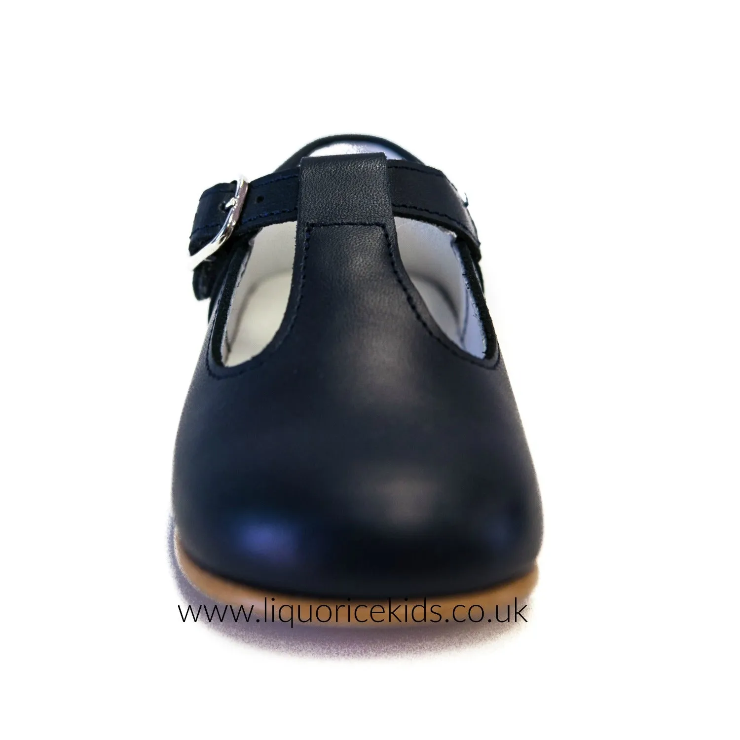 Andanines Boys Leather Navy T-Bar Shoe