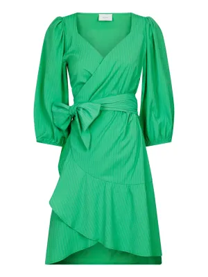 Ariel Dobby Wrap Dress - Green