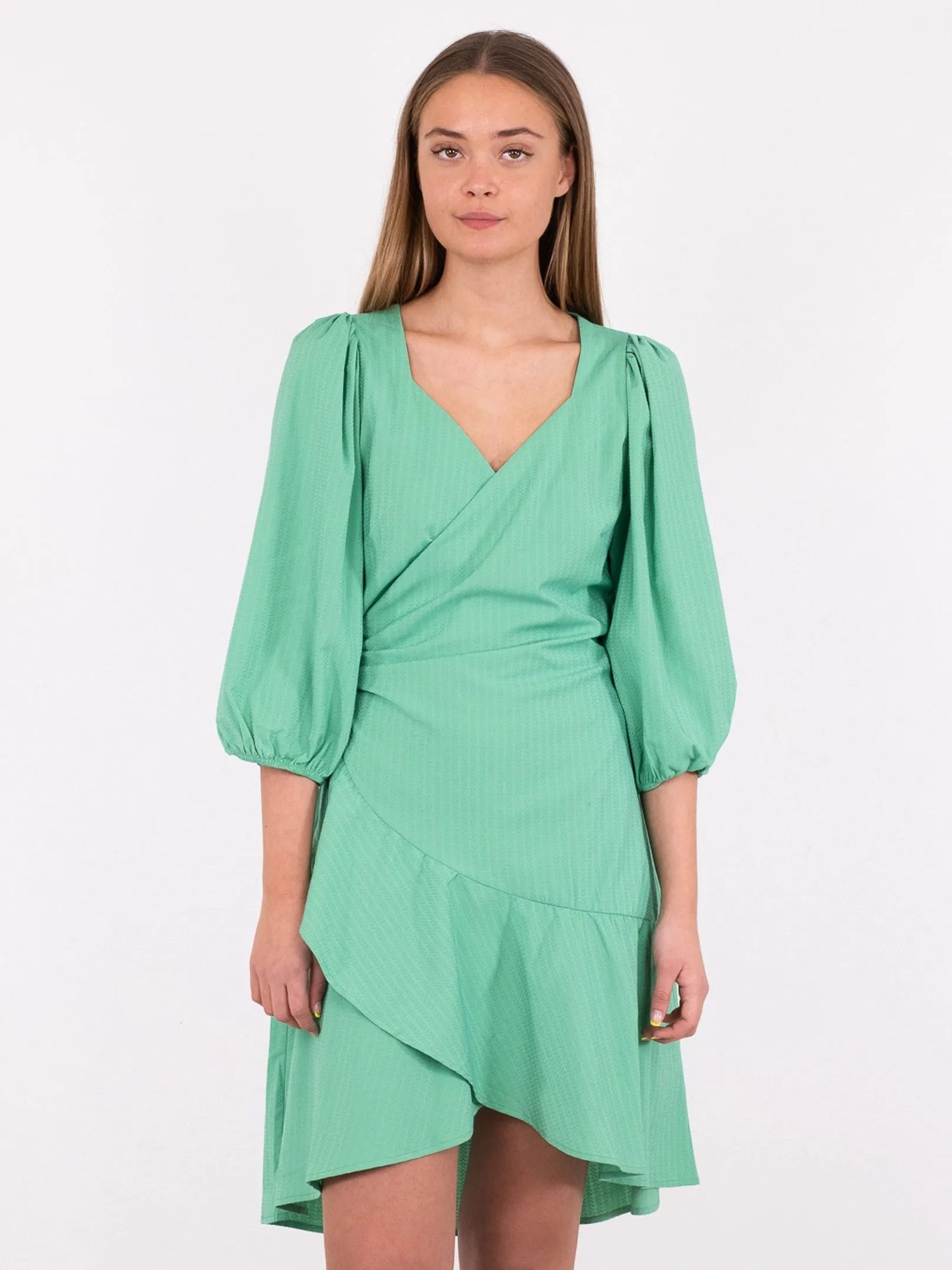 Ariel Dobby Wrap Dress - Green