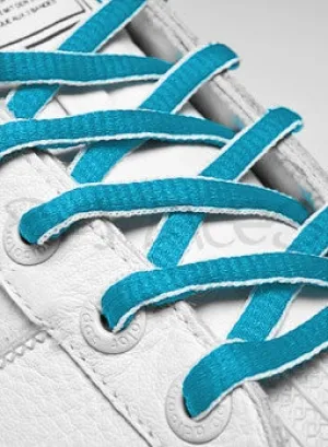 Baby Blue and White Oval Shoelaces - 8mm wide