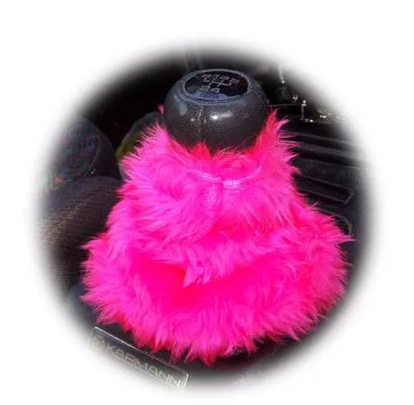 Barbie pink fuzzy faux fur gear stick gaiter cover