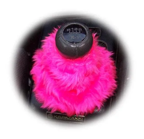 Barbie pink fuzzy faux fur gear stick gaiter cover