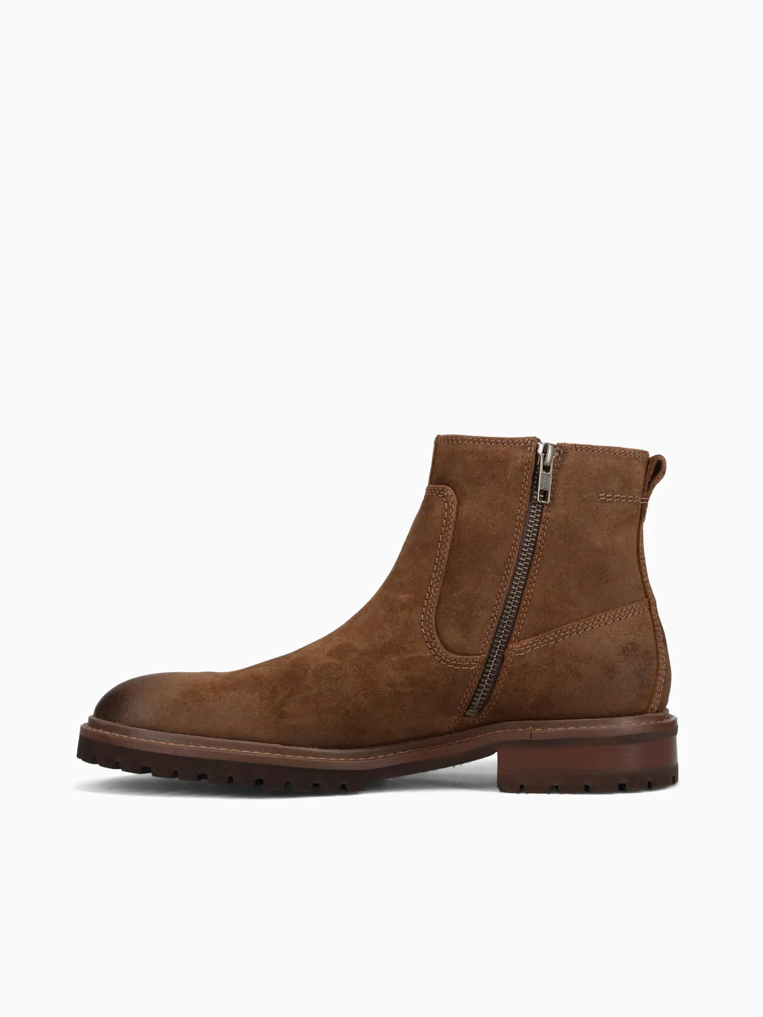 Barett Zip Boot Brown  Wazed Suede