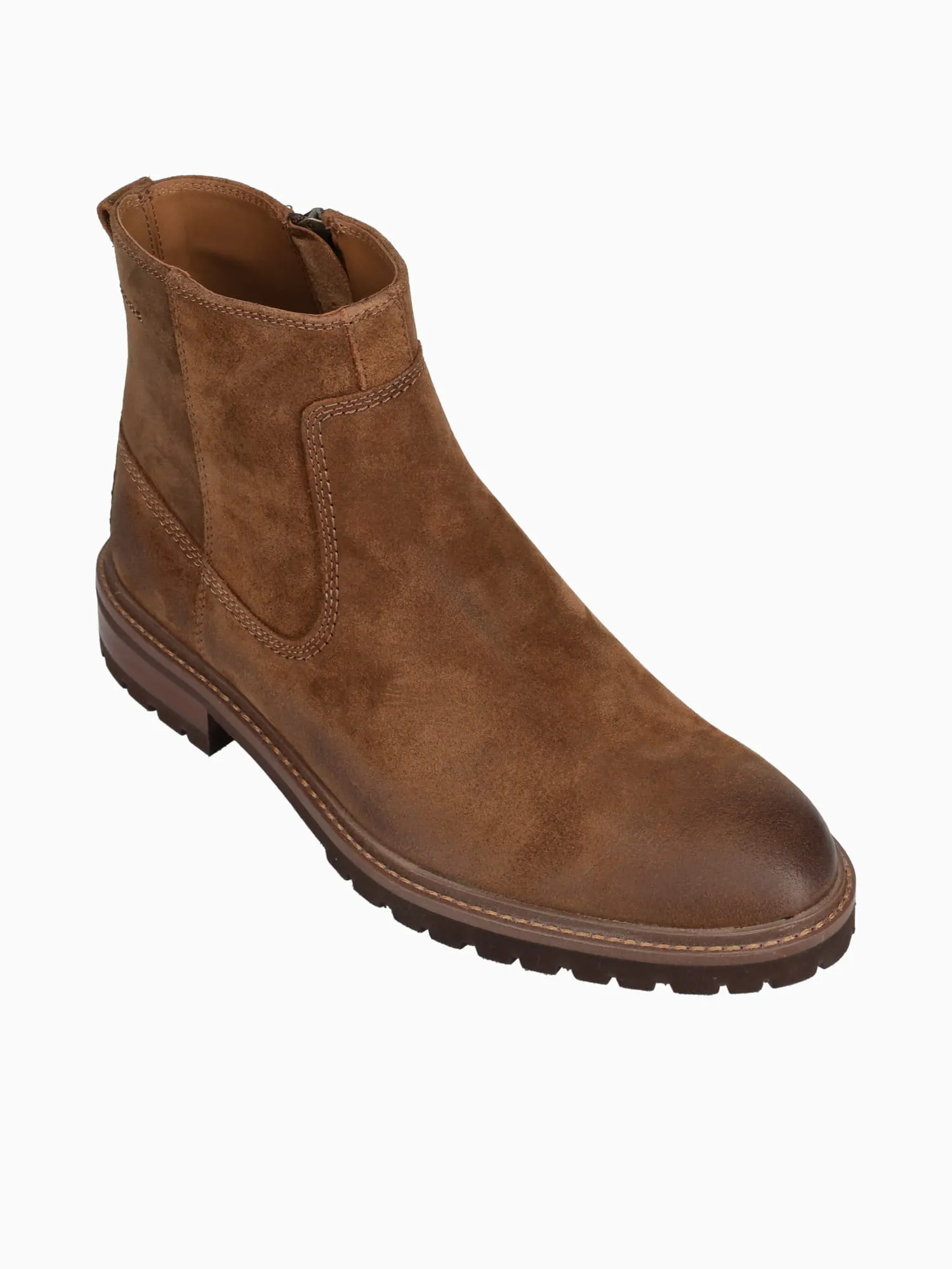 Barett Zip Boot Brown  Wazed Suede