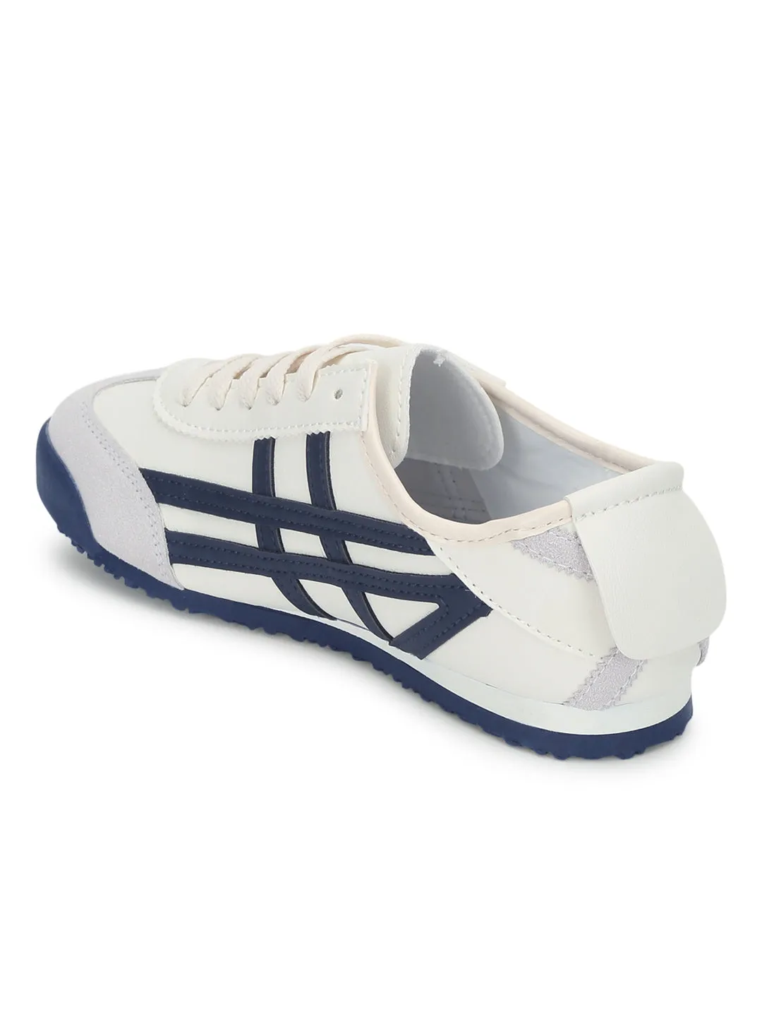 Beige Navy PU Stylish Lace-Up Sneakers (TC-RS3800-BEIGNVY)