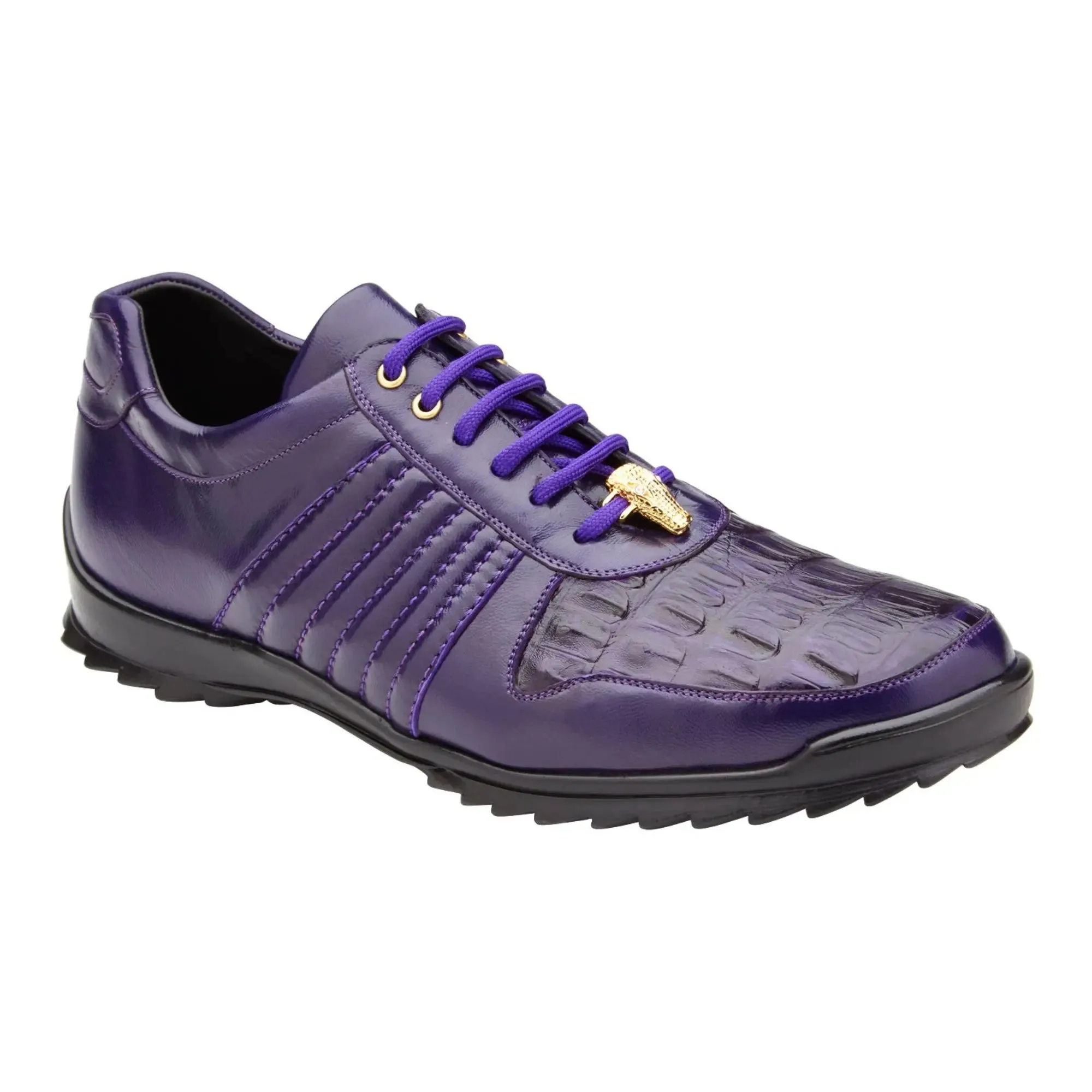 Belvedere Astor in Purple Genuine Caiman Crocodile & Soft Calf Sneakers