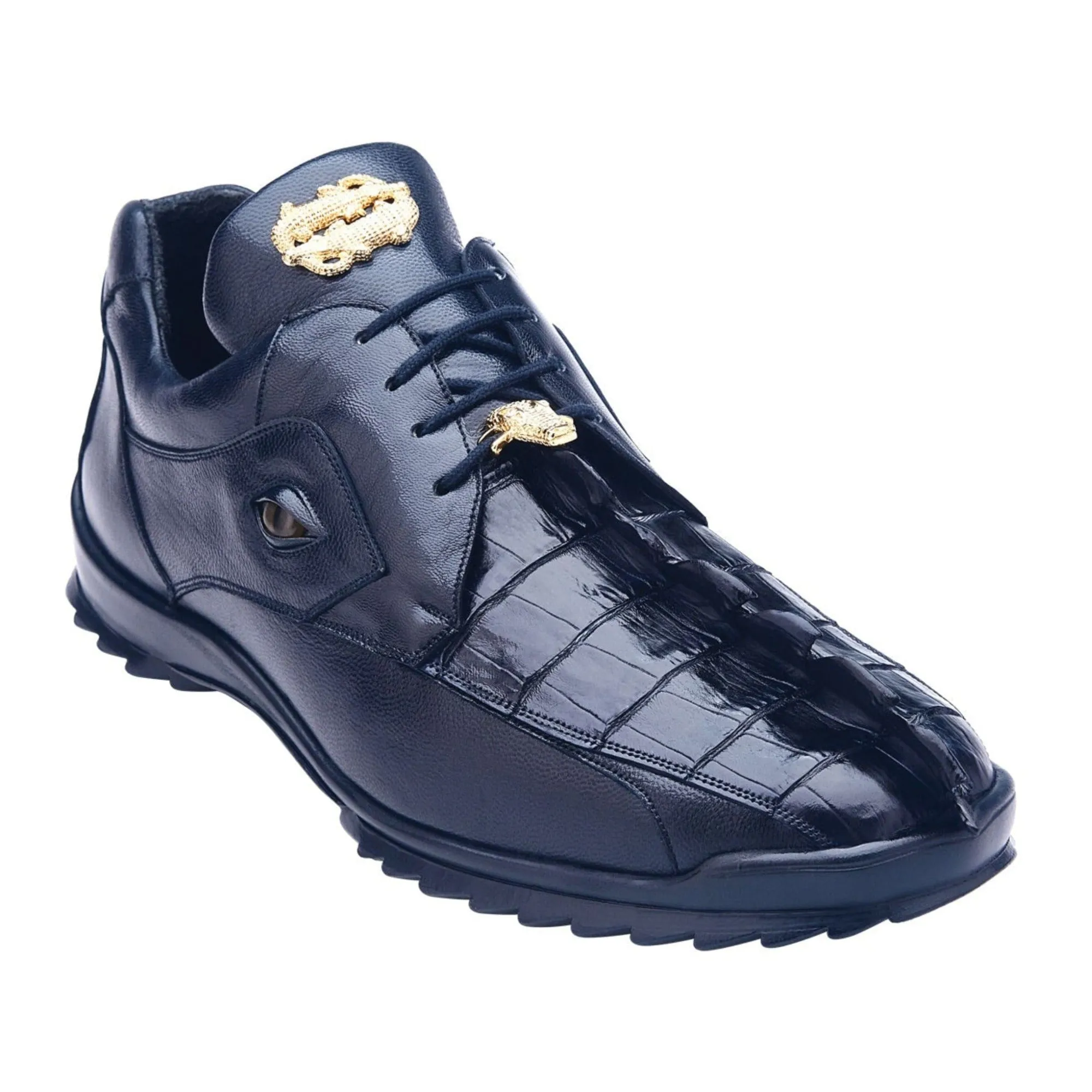 Belvedere Vasco in Navy Genuine Hornback Crocodile & Soft Calf Sneakers