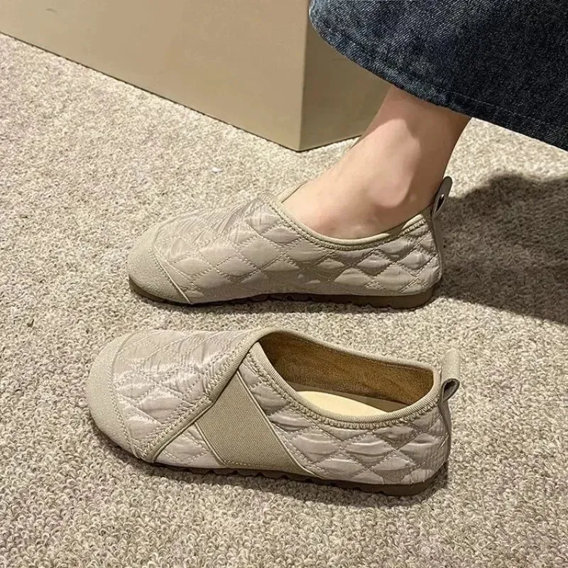 binfenxie  -  Grandma Shoes Casual Female Sneakers Soft Shallow Mouth Dress Flats Loafers Down Cloth Autumn Winter Women's Shoes