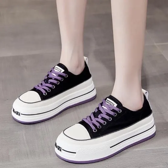 board shoes with thick soles increased height and versatile casual lace up small white shoes