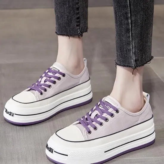 board shoes with thick soles increased height and versatile casual lace up small white shoes