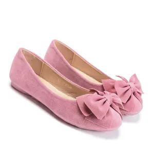 Bow Decor Suede Ballet Flats