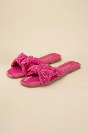 Bow Flat Slides - Black, Fuchsia, Cream