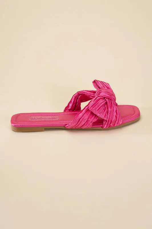 Bow Flat Slides - Black, Fuchsia, Cream