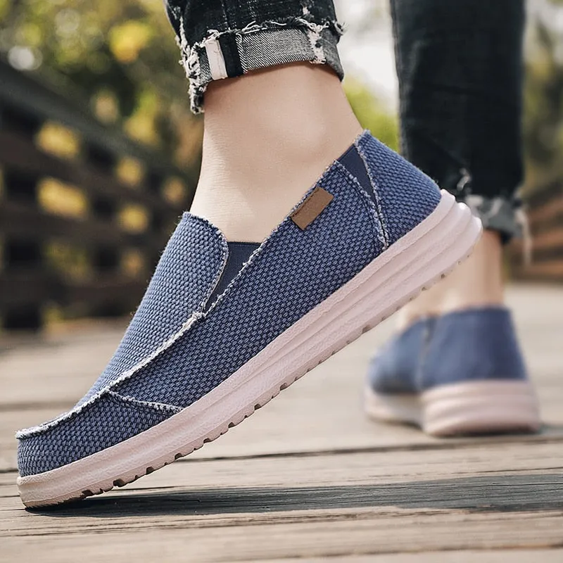 Brand Men's Casual Shoes Denim Canvas Men's Vulcanized Shoes Breathable Men's Flat Shoes Outdoor Slip Wear Men's Canvas Shoes