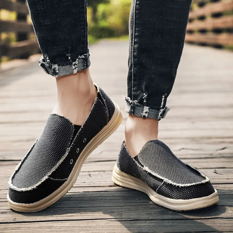 Brand Men's Casual Shoes Denim Canvas Men's Vulcanized Shoes Breathable Men's Flat Shoes Outdoor Slip Wear Men's Canvas Shoes