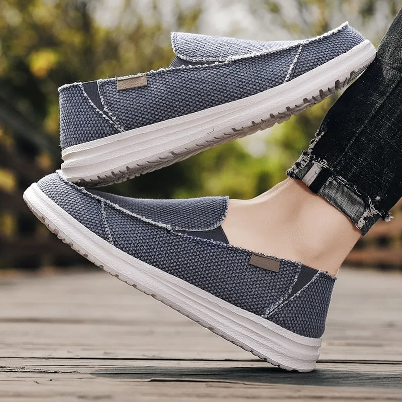 Brand Men's Casual Shoes Denim Canvas Men's Vulcanized Shoes Breathable Men's Flat Shoes Outdoor Slip Wear Men's Canvas Shoes