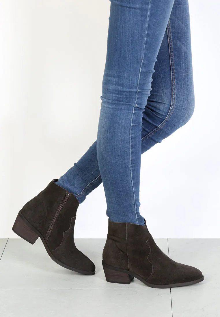 BRISA Dark Brown Ankle Boots