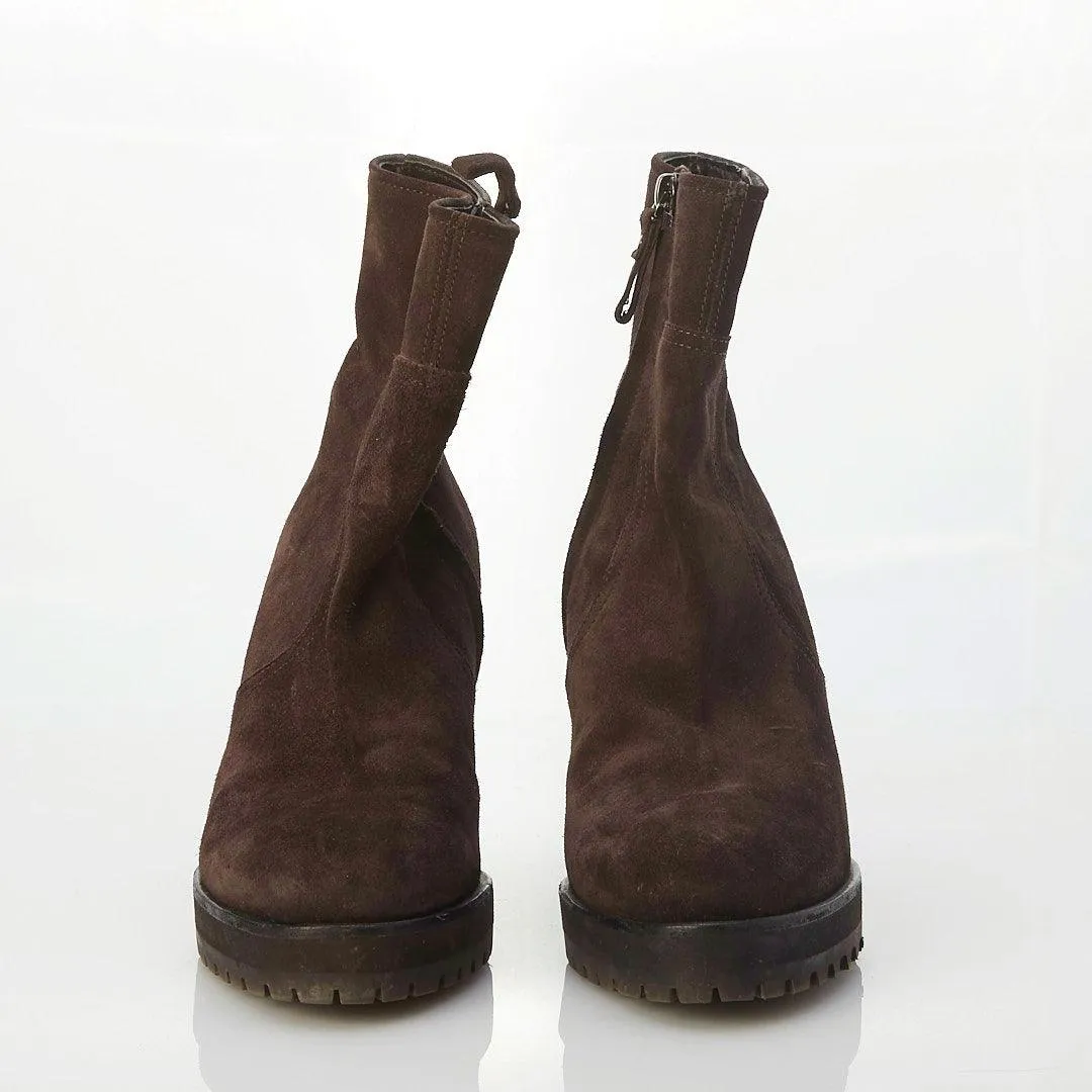 C Doux Suede Brown Ankle Boots UK Size 6.5.