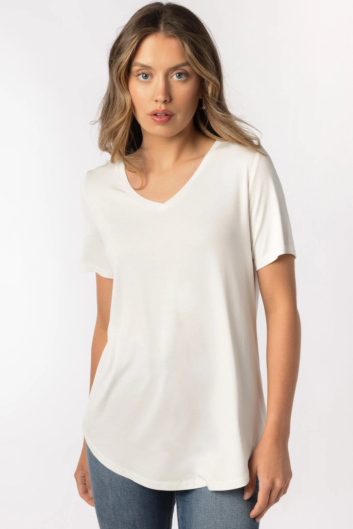 Cap Sleeve V-Neck T-Shirt