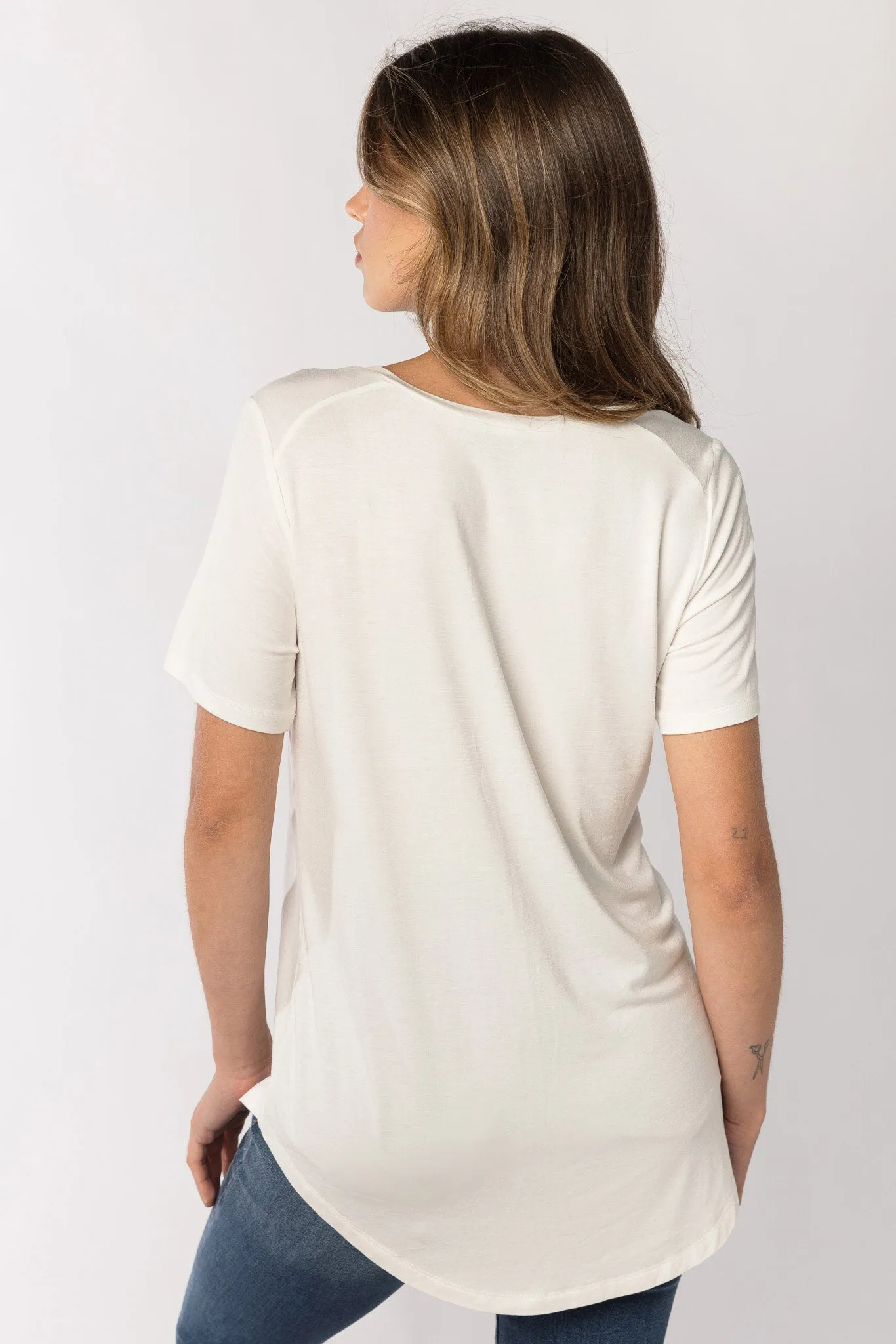 Cap Sleeve V-Neck T-Shirt