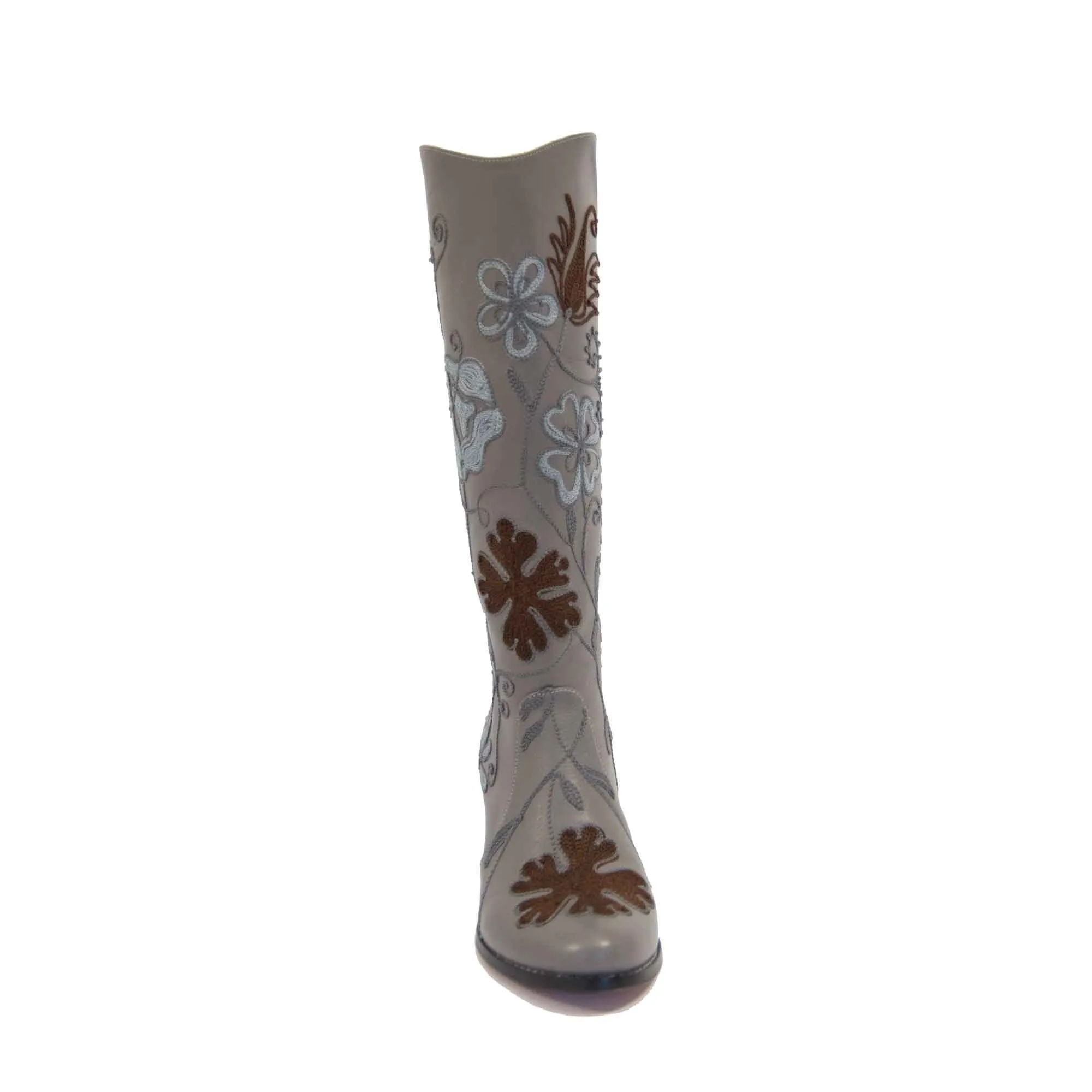 Carmel Tall Embroidered Leather Boot