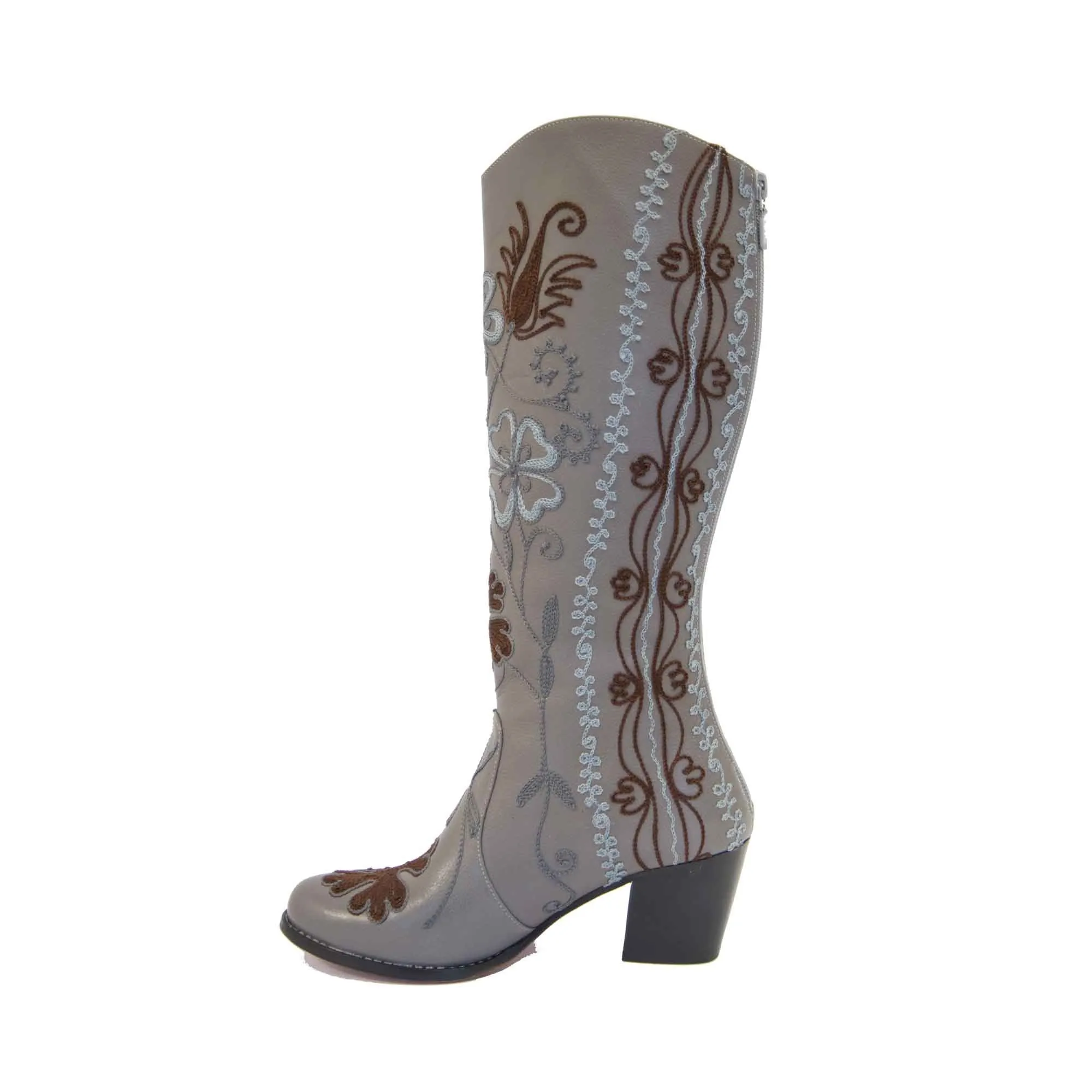 Carmel Tall Embroidered Leather Boot