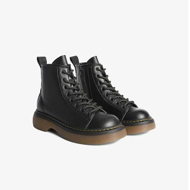 Checkerboard Element Front Lace-up Boots