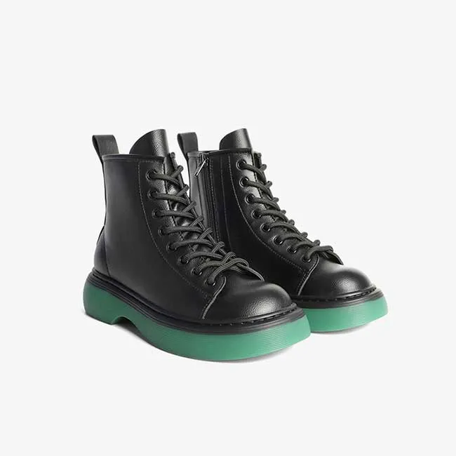 Checkerboard Element Front Lace-up Boots