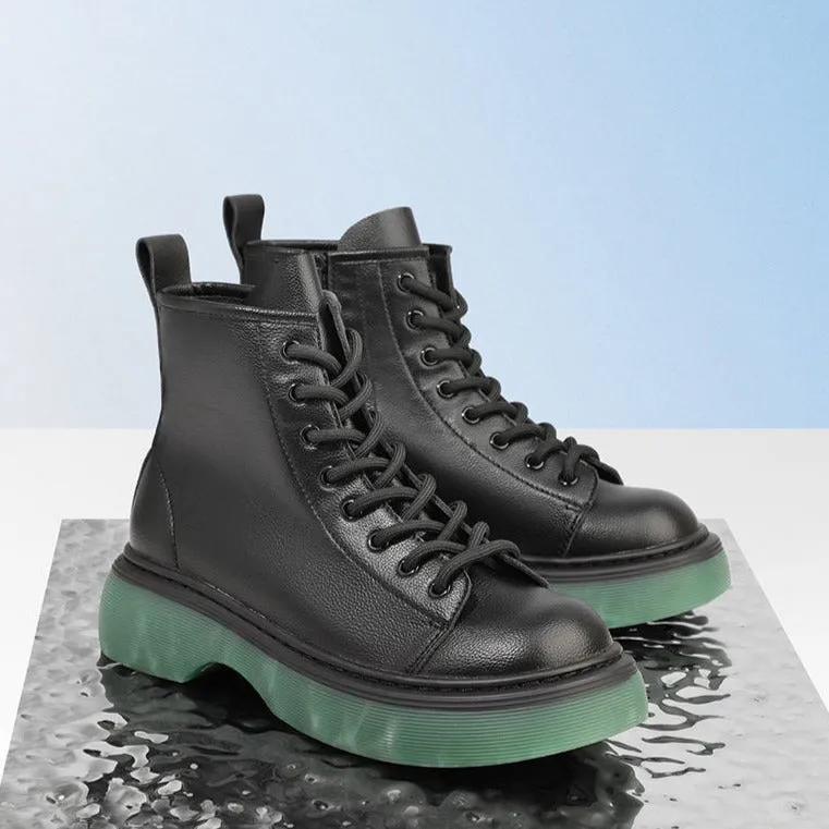 Checkerboard Element Front Lace-up Boots