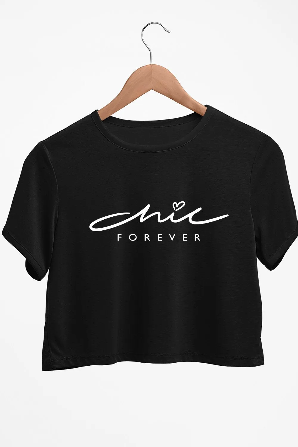 Chic Forever Graphic Printed Black Crop Top