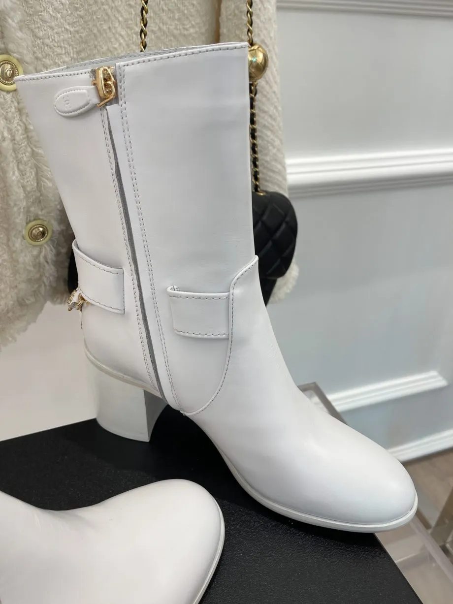 CHL Women's Ankle Boots With Decor White For Women 3.7in/9.5cm