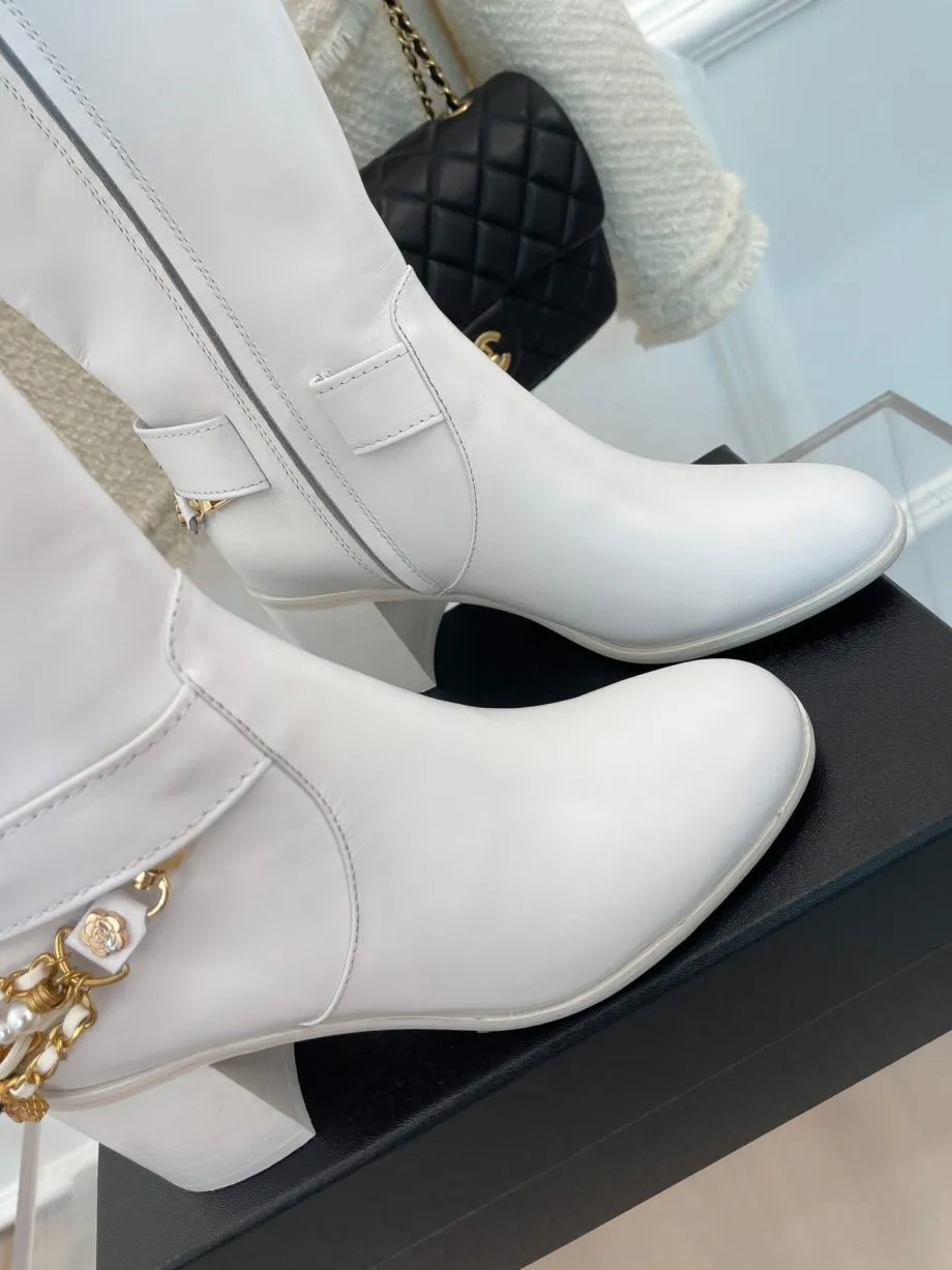 CHL Women's High Boots With Decor White For Women 3.7in/ 9.5cm