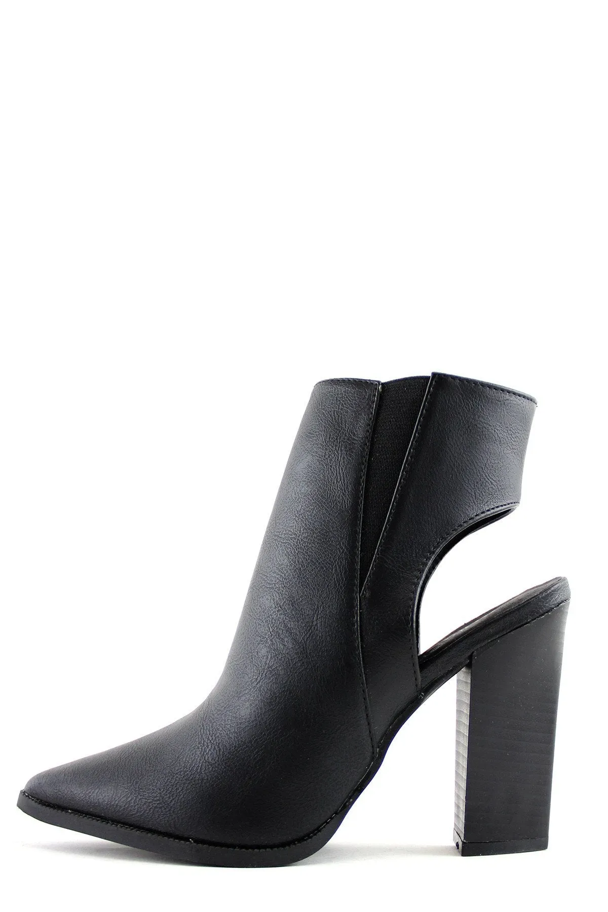 Chunky Heel Cutout Boot - Black