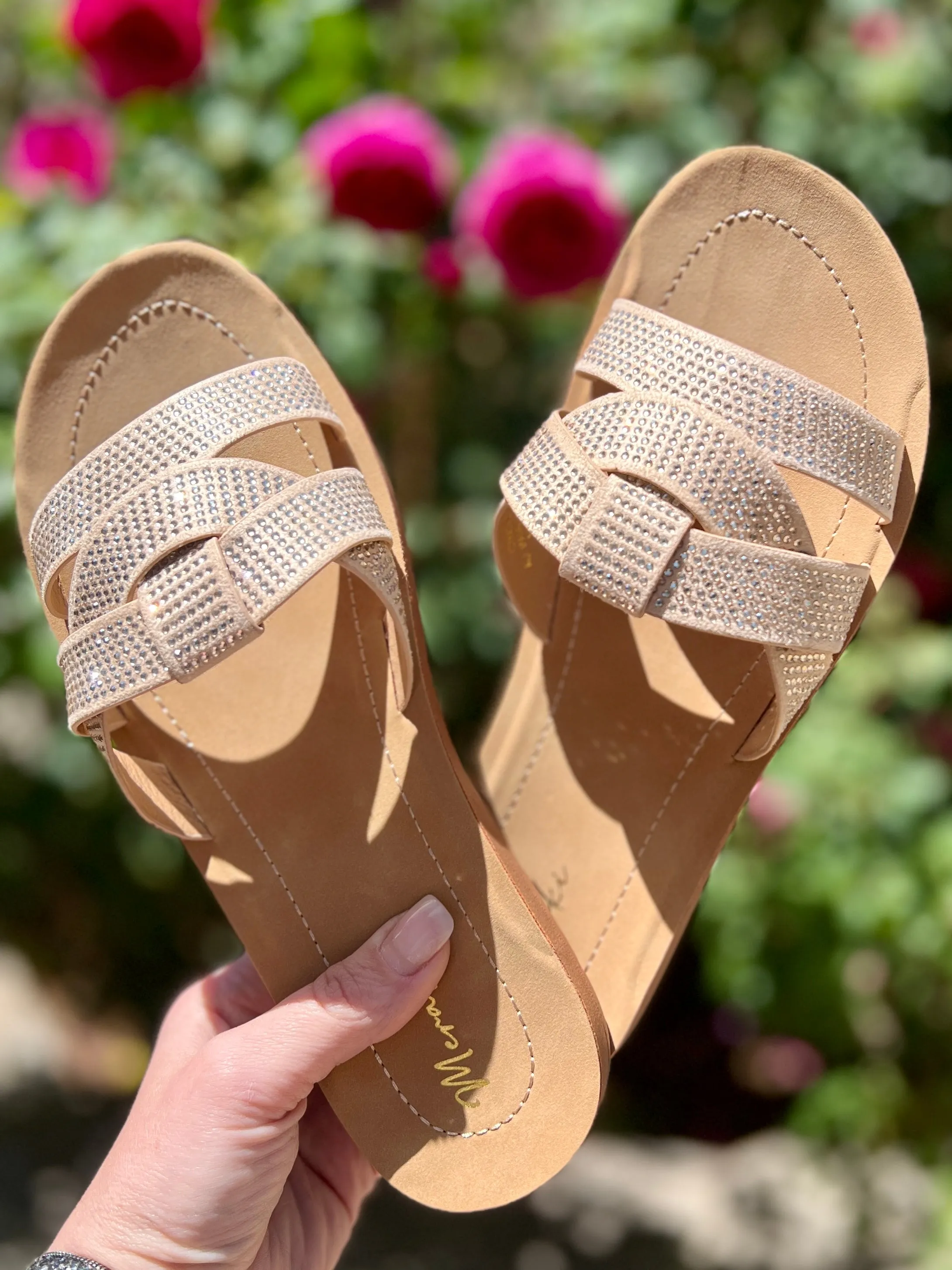 Cindy Sparkly Nude Slides*