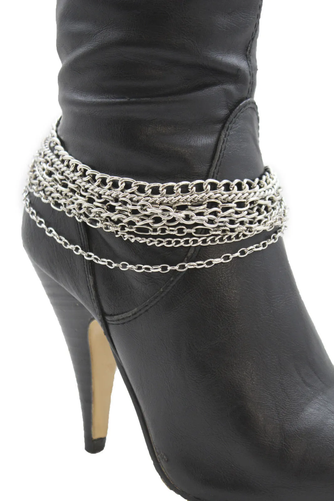 Classic Style Multi-Strand Silver Metal Boot Chain