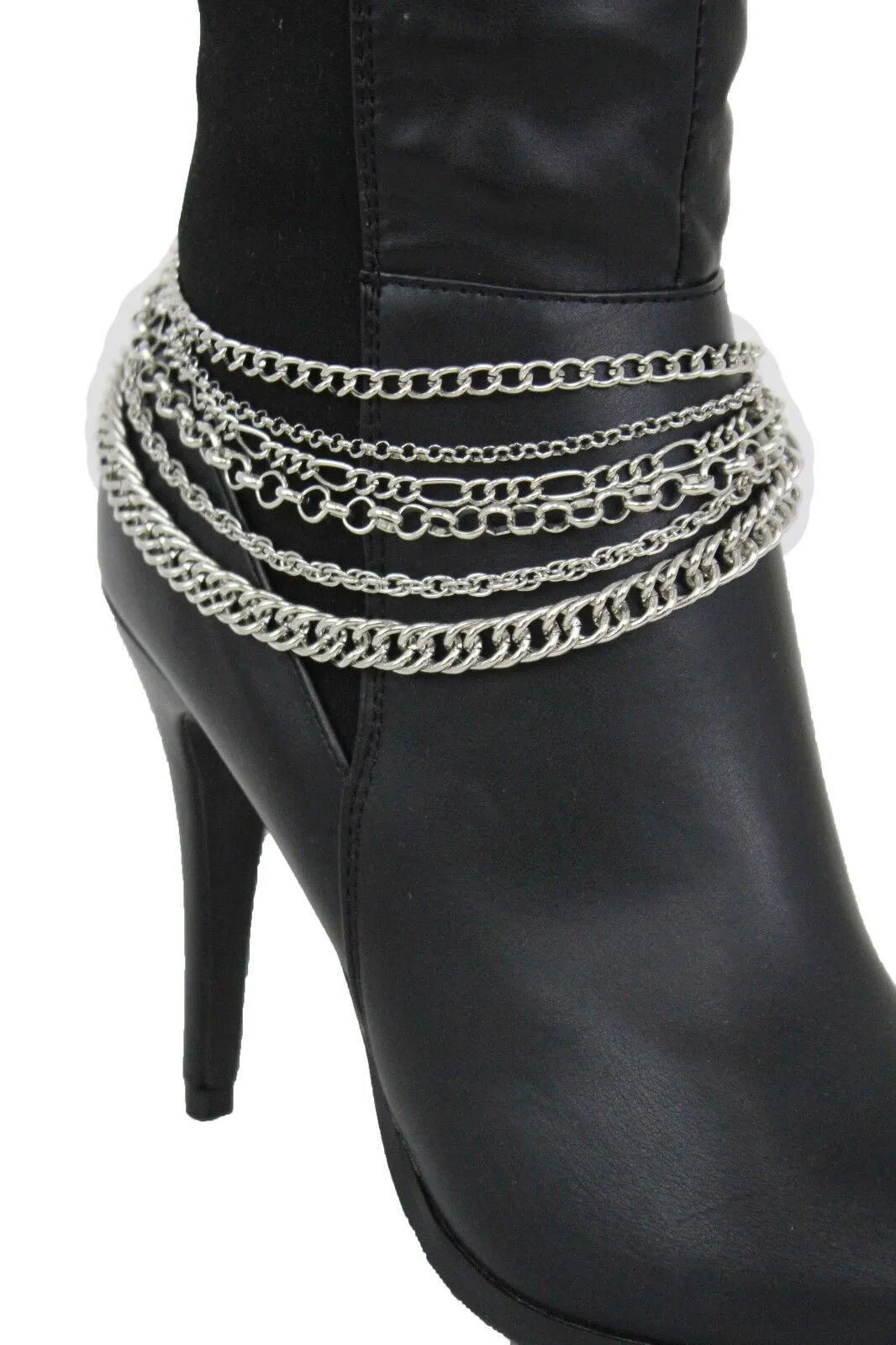 Classic Style Multi-Strand Silver Metal Boot Chain