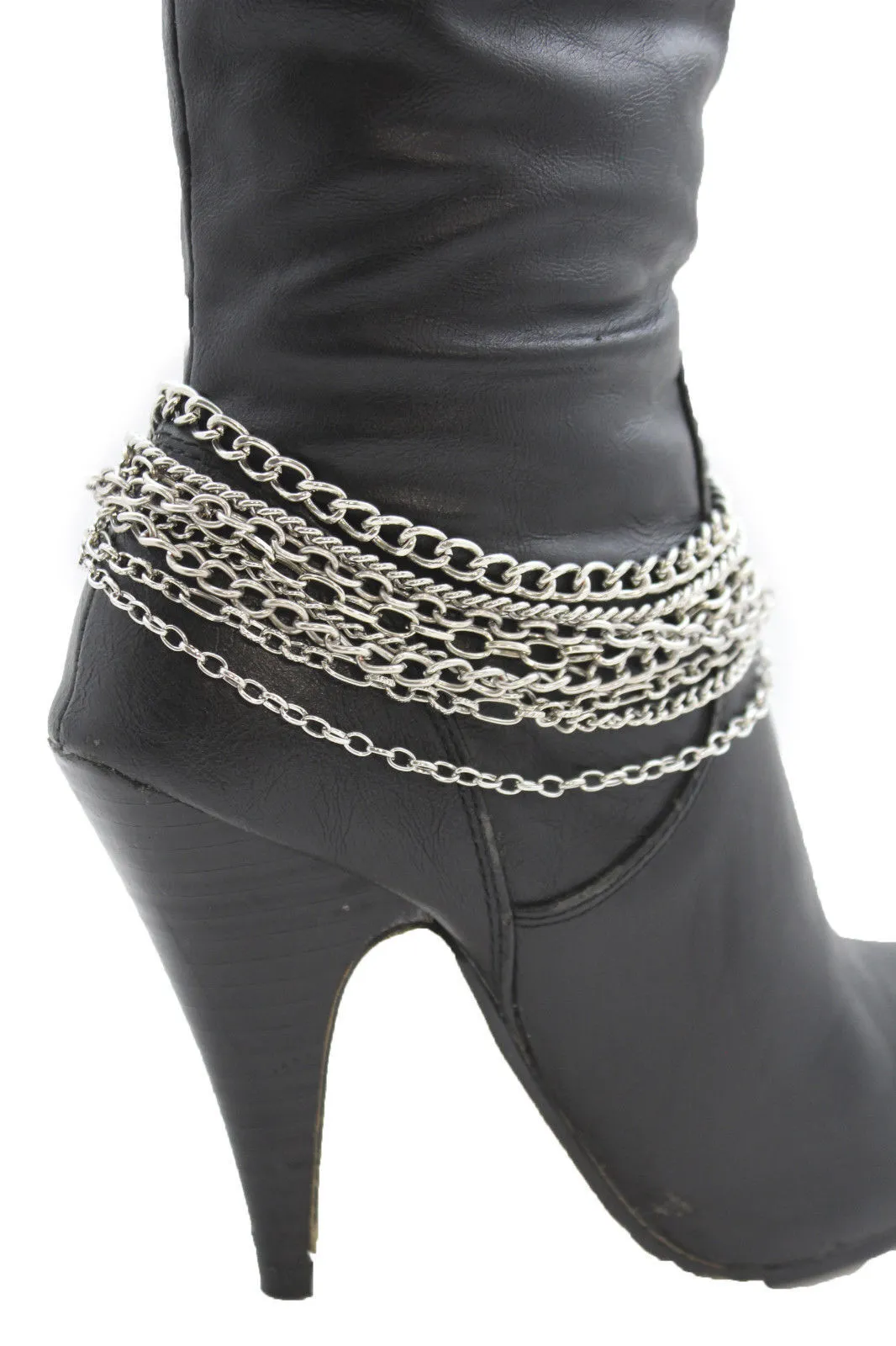 Classic Style Multi-Strand Silver Metal Boot Chain