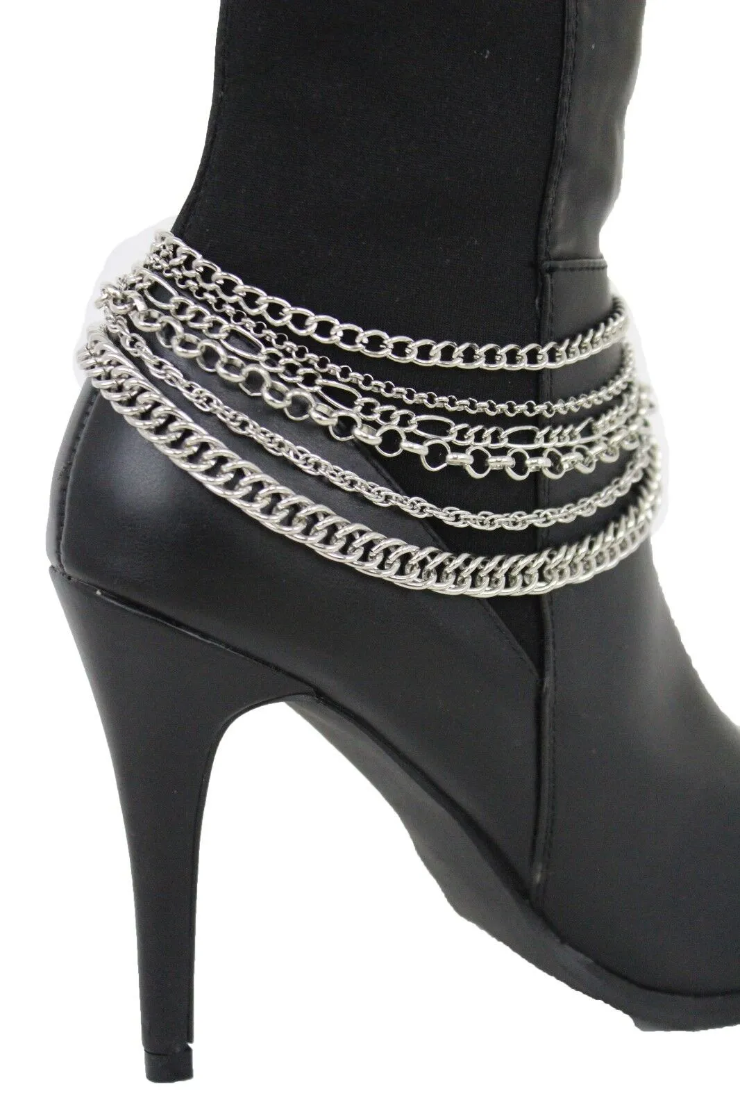 Classic Style Multi-Strand Silver Metal Boot Chain