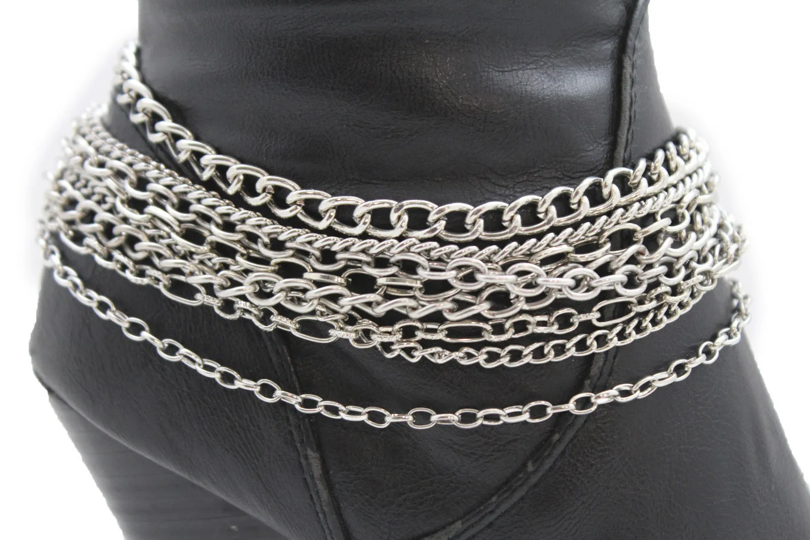 Classic Style Multi-Strand Silver Metal Boot Chain