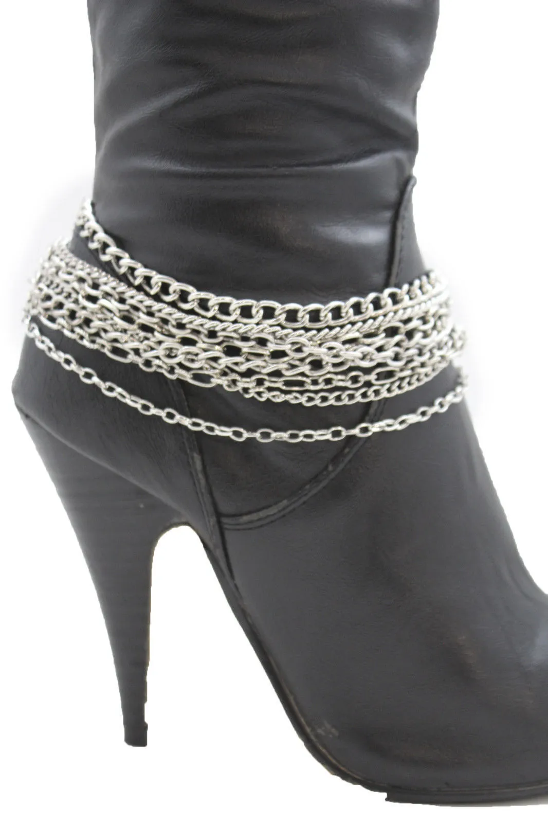 Classic Style Multi-Strand Silver Metal Boot Chain