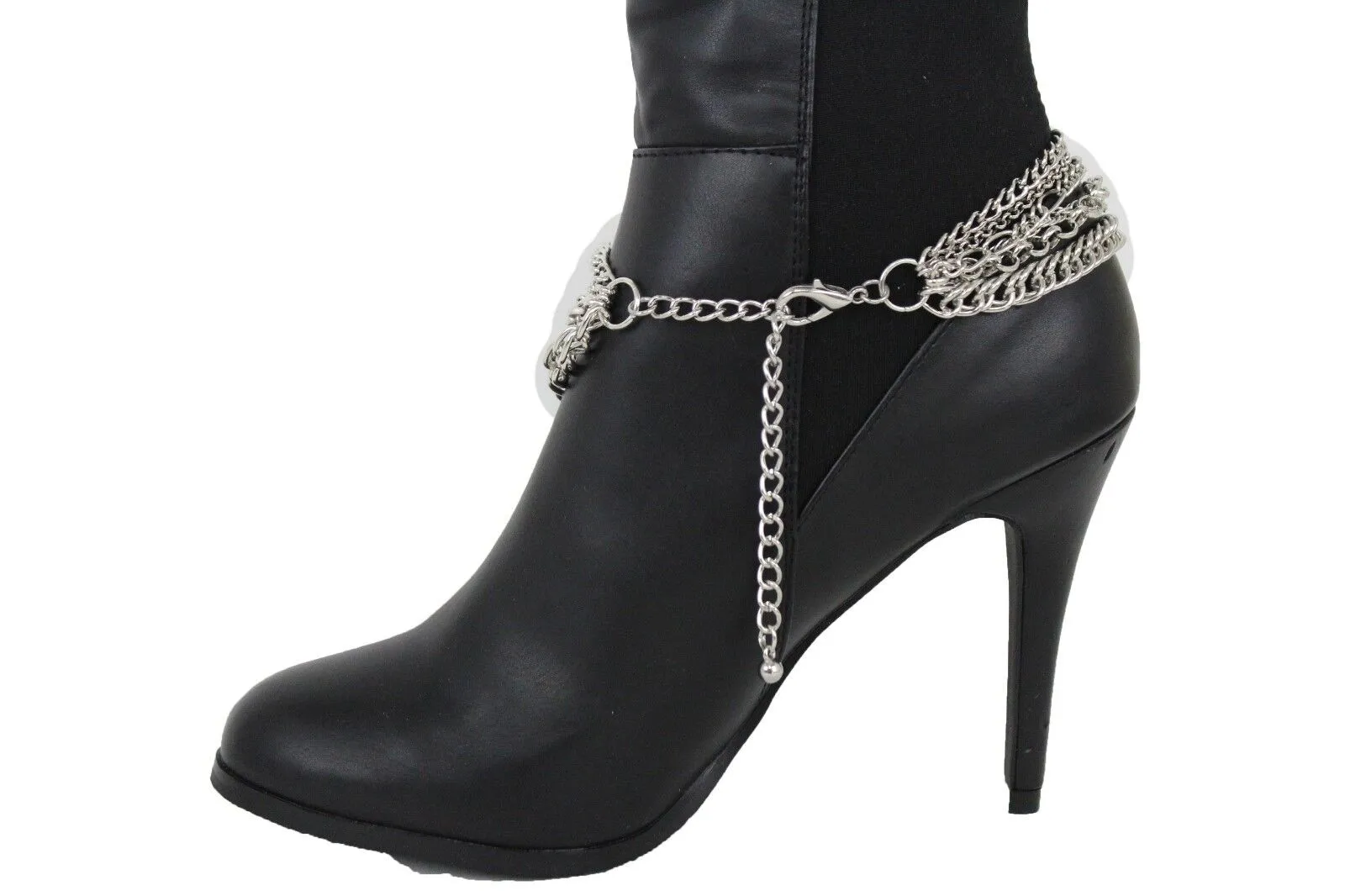 Classic Style Multi-Strand Silver Metal Boot Chain