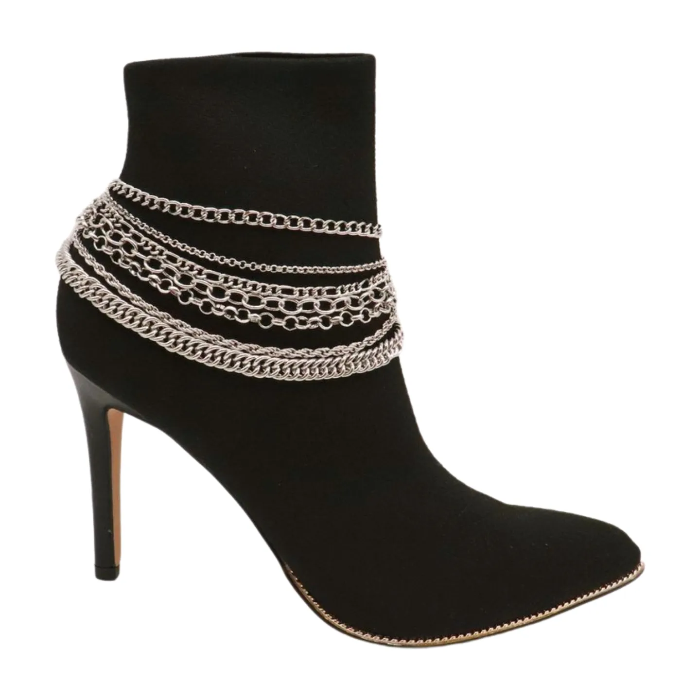 Classic Style Multi-Strand Silver Metal Boot Chain