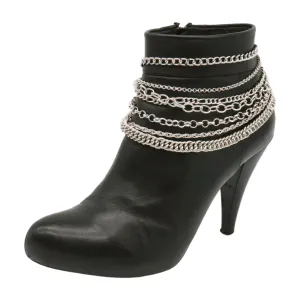 Classic Style Multi-Strand Silver Metal Boot Chain