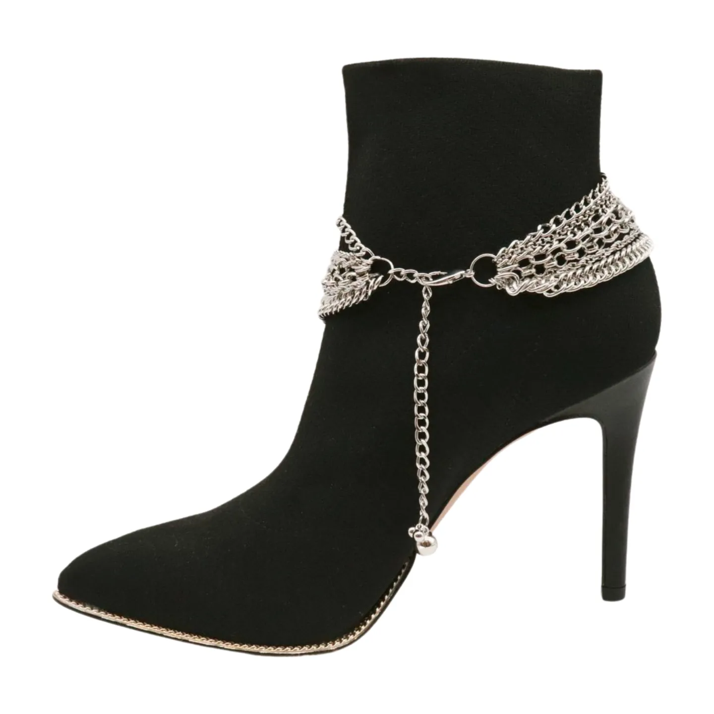 Classic Style Multi-Strand Silver Metal Boot Chain