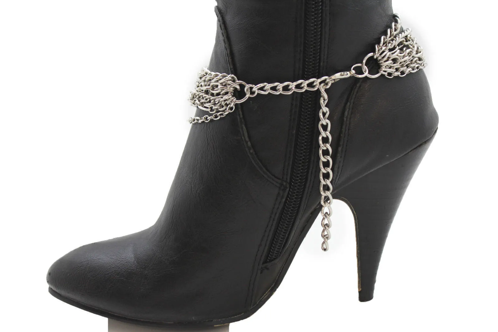 Classic Style Multi-Strand Silver Metal Boot Chain